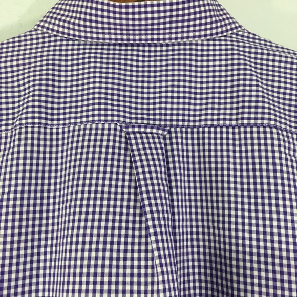 Izod Non-Iron Stretch Gingham Purple Button Down - Picture 6 of 8